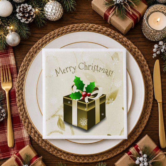 Serviette en papier dorée pour cadeau de Noël (Gold Christmas Gift Paper Napkins)