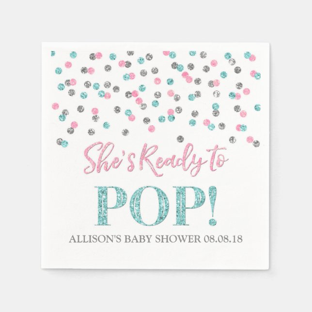 Serviette En Papier Dots d'argent bleu rose Elle est prête à faire des (Devant)