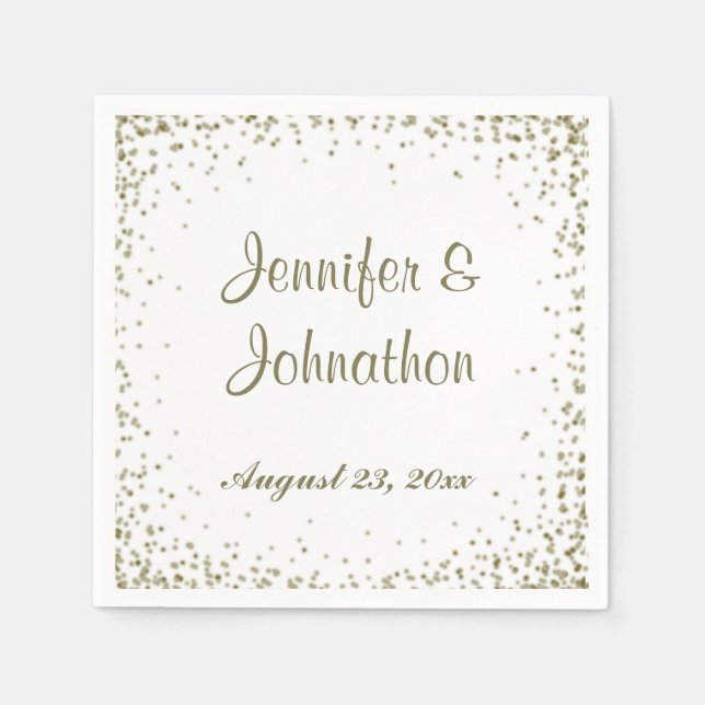 Serviette En Papier Dots Gold Confetti Réception de mariage (Devant)
