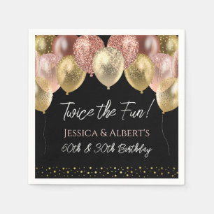 Serviette En Papier Double Anniversaire Pink Or Ballons Papier Napkin