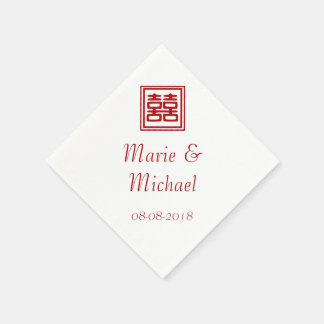 Serviette En Papier Double Bonheur rouge foncé - Carré