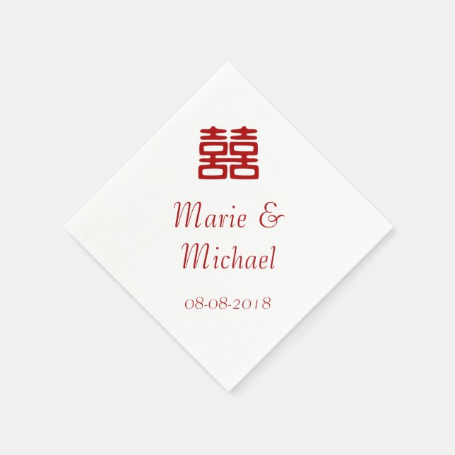 Serviette En Papier Double Bonheur Rouge foncé - Élégant (Coin)