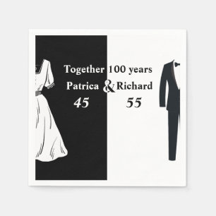 Serviette En Papier Double célébration Anniversaire conjoint 100 ans