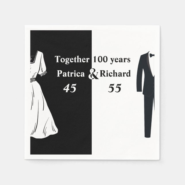 Serviette En Papier Double célébration Anniversaire conjoint 100 ans (Devant)