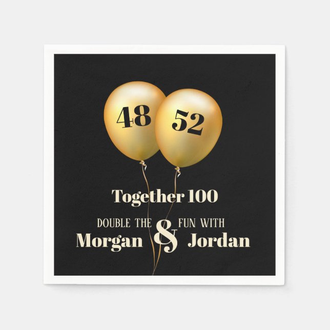 Serviette En Papier Double célébration Junior Or et Noir (Devant)