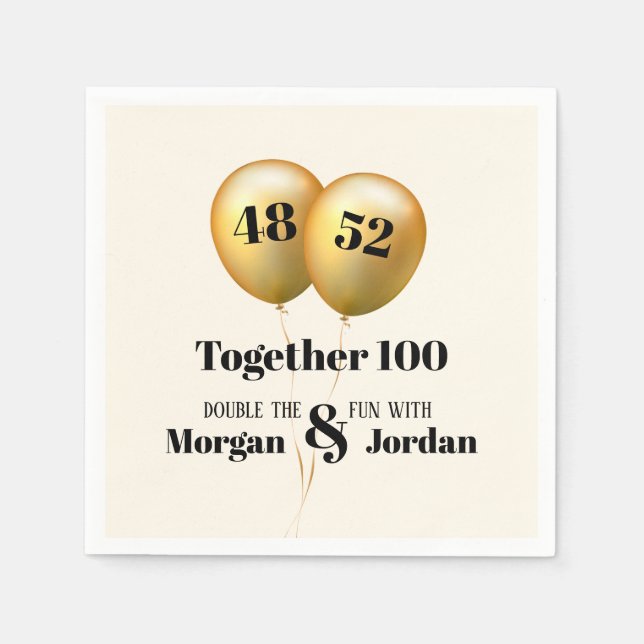 Serviette En Papier Double célébration Junior Or et Noir (Devant)