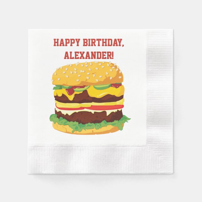 Serviette En Papier Double Cheeseburger Custom Party Papier serviettes (Devant)