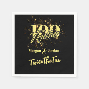 Serviette En Papier Double fête d'anniversaire conjointe Deux fois plu