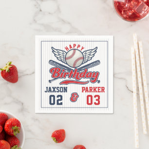 Serviette En Papier Double Header de Baseball Vintage pour Anniversair