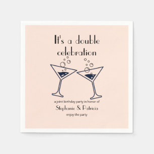 Serviette En Papier Double rose moderne fête l'anniversaire conjoint
