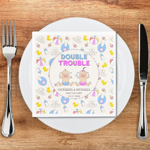 Serviette En Papier Double Trouble Twin Boy & Girl Baby shower