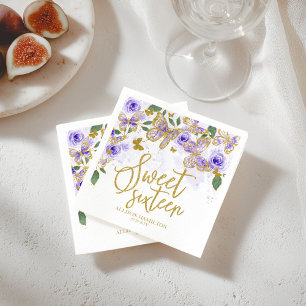 Serviette En Papier Douce 16 parties serviettes violet papillon floral