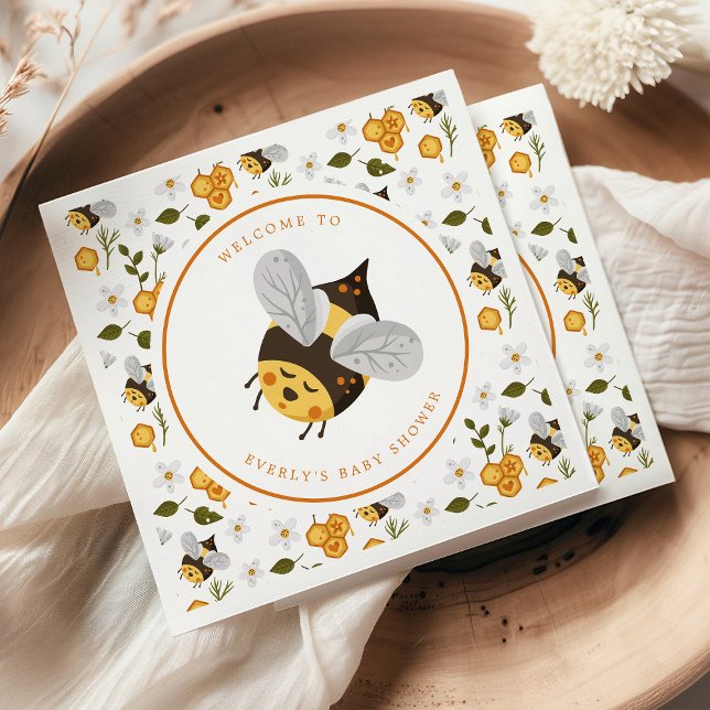 Serviette En Papier Douce Abeille Fête de Bébé Bourdon (Créateur téléchargé)