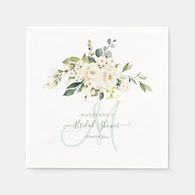 Serviette En Papier Douce Aquarelle Rose Eucalyptus Salle de Mariage (Devant)