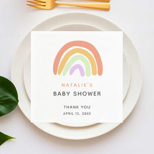Serviette En Papier Douce Baby Shower Arc-en-Ciel Élégante Simple Pêch