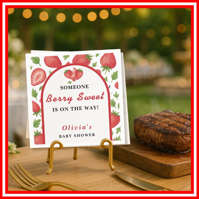 Serviette En Papier Douce Baby Shower aux Fraises (Créateur téléchargé)