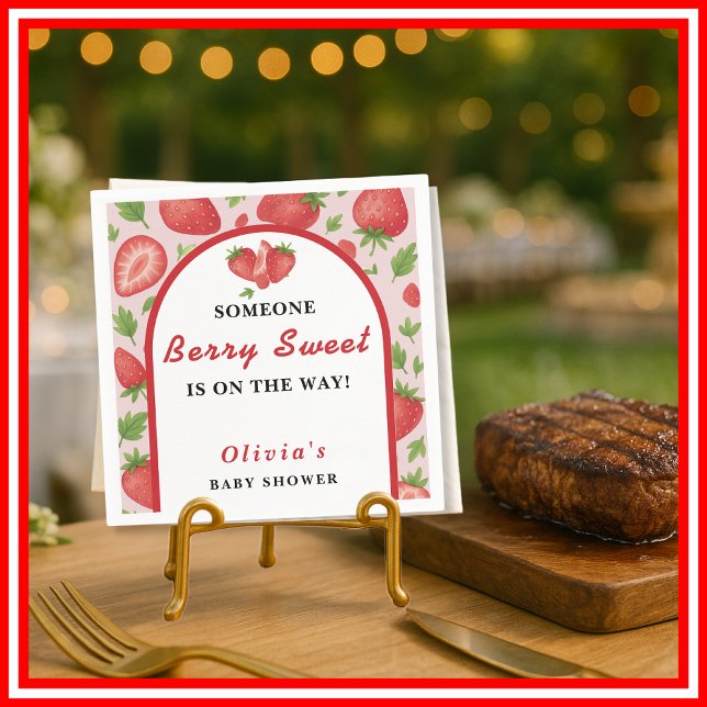 Serviette En Papier Douce Baby Shower aux Fraises (Créateur téléchargé)