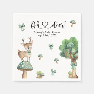 Serviette En Papier Douce Baby Shower Cerf de la Forêt Aquarelle