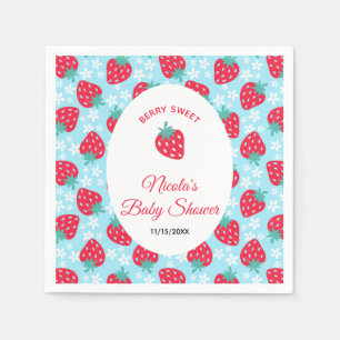 Serviette En Papier Douce Baby Shower Fleurie aux Fraises