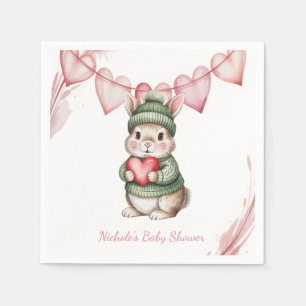 Serviette En Papier Douce Baby Shower Lapin Aquarelle