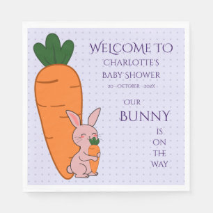 Serviette En Papier Douce Baby Shower Lapin & Carotte