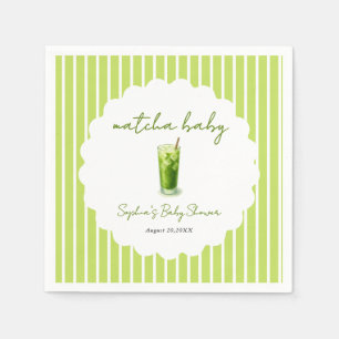 Serviette En Papier Douce Baby Shower Moderne au Matcha Bébé Vert Ondu