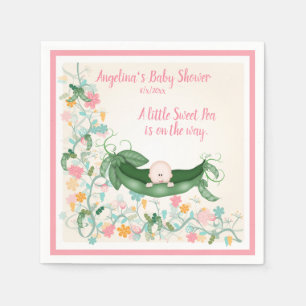Serviette En Papier Douce Baby Shower Petits Pois en Cosse Rose Vert