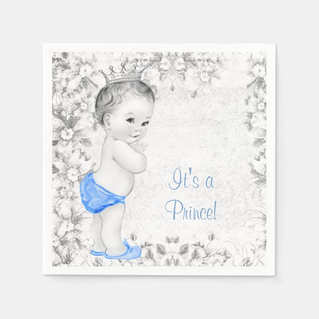 Serviette En Papier Douce Baby Shower Prince Vintage (Devant)