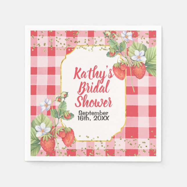 Serviette En Papier Douce baignoire aquarelle fraise Mariage (Devant)