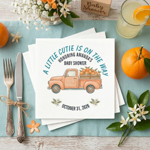 Serviette En Papier Douce Bébé Fille Camion Orange Vintage Baby Shower