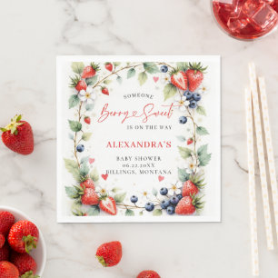 Serviette En Papier Douce Botanique aux Fruits Rouges Baby Shower