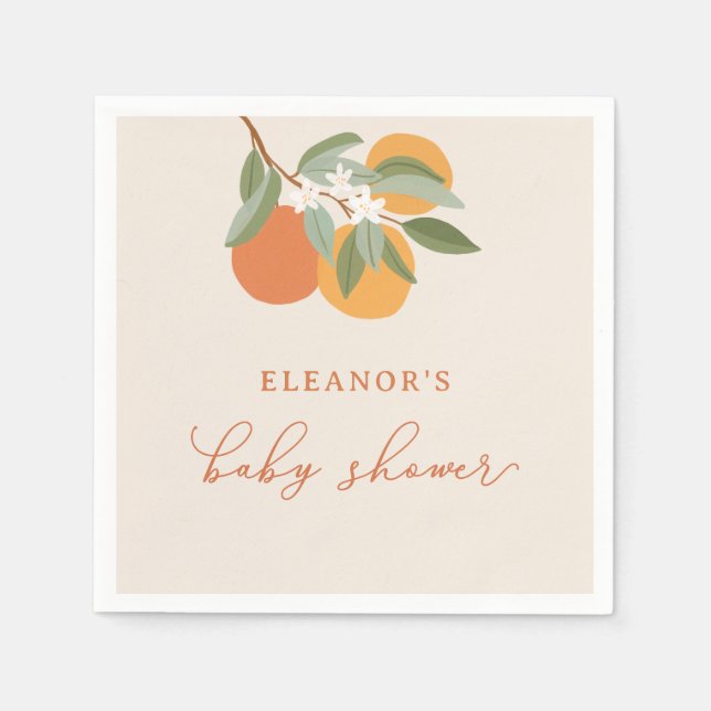 Serviette En Papier Douce Citron Oranges Baby Shower (Devant)
