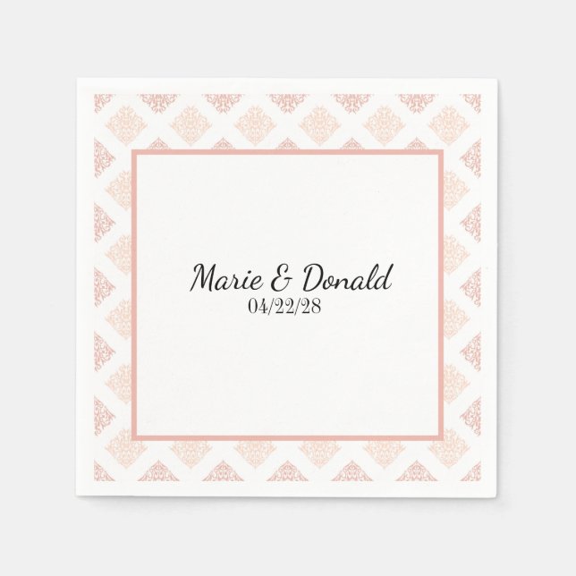 Serviette En Papier Douce Damask Blush Rose Pêche (Devant)