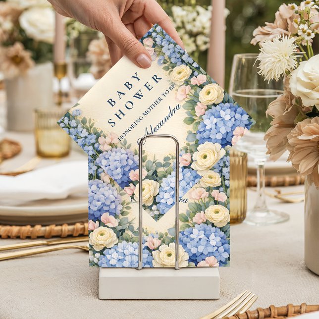 Serviette En Papier Douce Élégance de Bébé Shower Hydrangea Bleu (Créateur téléchargé)