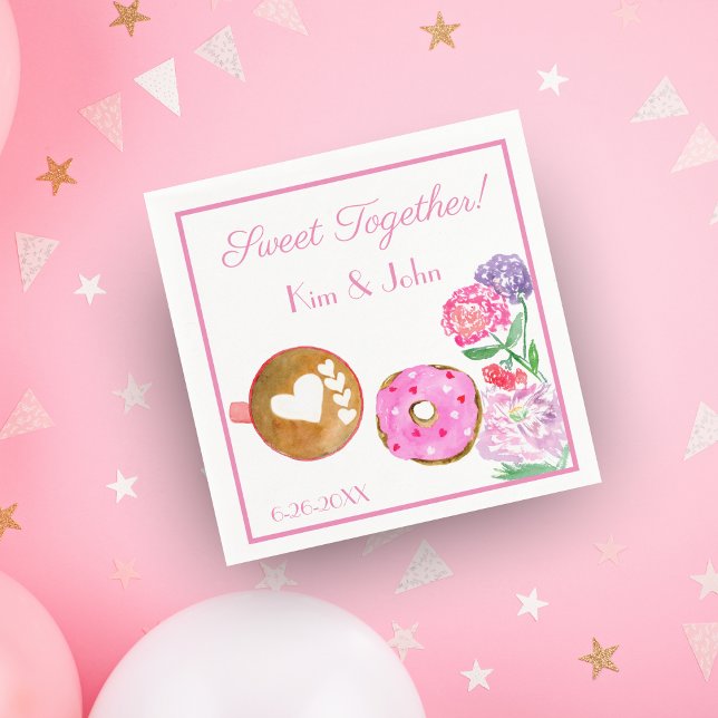 Serviette En Papier Douce Ensemble Donut Rose Avec Latte (Créateur téléchargé)