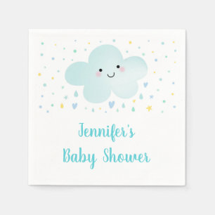 Serviette En Papier Douce Fête Bébé Nuage Bleu