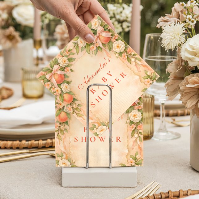 Serviette En Papier Douce Fête de Bébé dans le Jardin de Pêches (Créateur téléchargé)