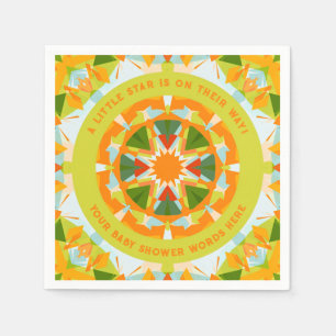 Serviette En Papier Douce Fête de Bébé Étoile Verte Orange Clair