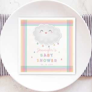 Serviette En Papier Douce Fête de Bébé Nuage et Gouttes de Pluie Mixte