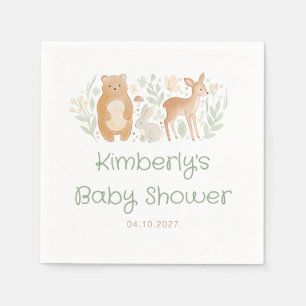 Serviette En Papier Douce Fête de Bébé Thème Animaux de la Forêt Mixte