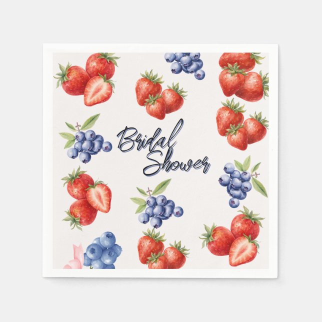Serviette En Papier Douce Fête de Mariage aux Fraises  (Devant)