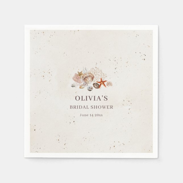 Serviette En Papier Douce Fête de Mariage Bohème de Plage Coquillages  (Devant)