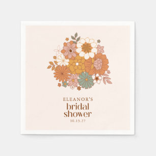 Serviette En Papier Douce Fête de Mariage Bohème Rétro Florale Nom Per