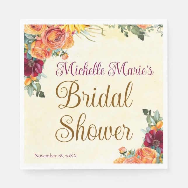 Serviette En Papier Douce Fête de Mariage d'Automne (Devant)
