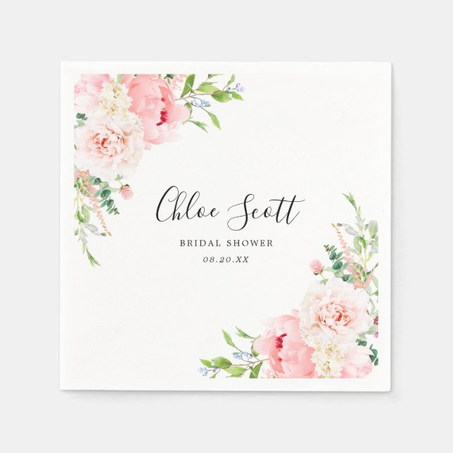 Serviette En Papier Douce Fête de Mariage Élégante Fleurs Roses Person (Devant)