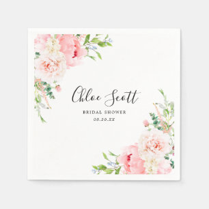 Serviette En Papier Douce Fête de Mariage Florale Rose Élégante Sur Me