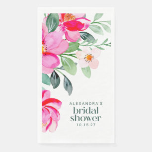 Serviette En Papier Douce Fête de Mariage Personnalisée Florale Aquare