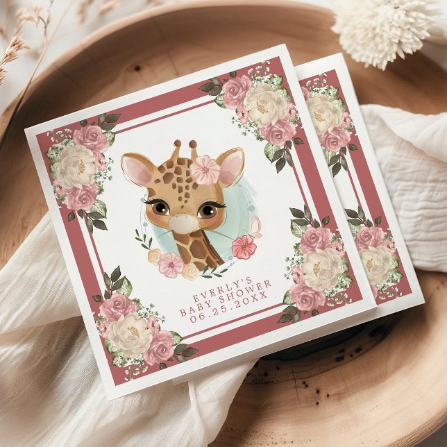 Serviette En Papier Douce Fête de Naissance de Fille à l'Aquarelle de  (Créateur téléchargé)