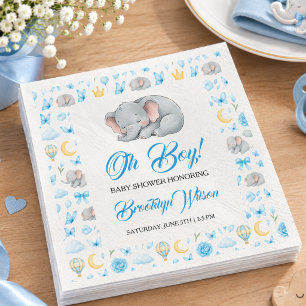Serviette En Papier Douce Fête de Naissance Éléphant pour Petit Garçon