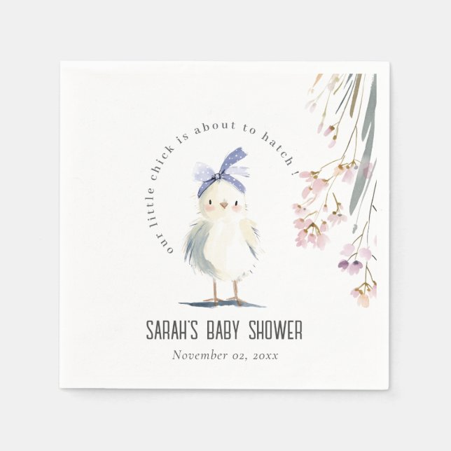 Serviette En Papier Douce Fête de Naissance Fleurie Aquarelle de la Fe (Devant)